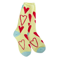 Cozy Crew Socks in Red Hearts