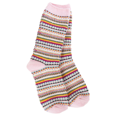 Boho Crew Socks in Pink Stripe