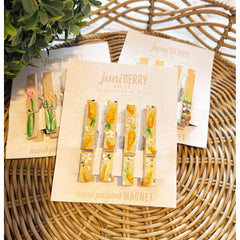 Carrots + Daisies - Magnetic Hand Painted Clothespin set