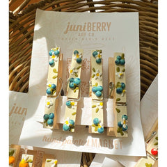 3D Blueberry Fields - Magnetic Hand Painted Clothespin set