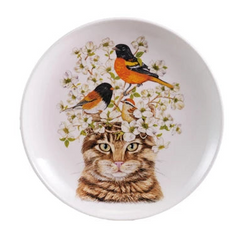 Cat & Flora/Fauna Stoneware Plate, 2 Styles