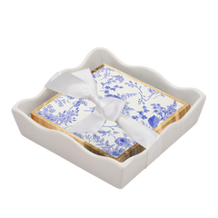 Ceramic Wave Napkin Tray with Cocktail Napkin - Timeless