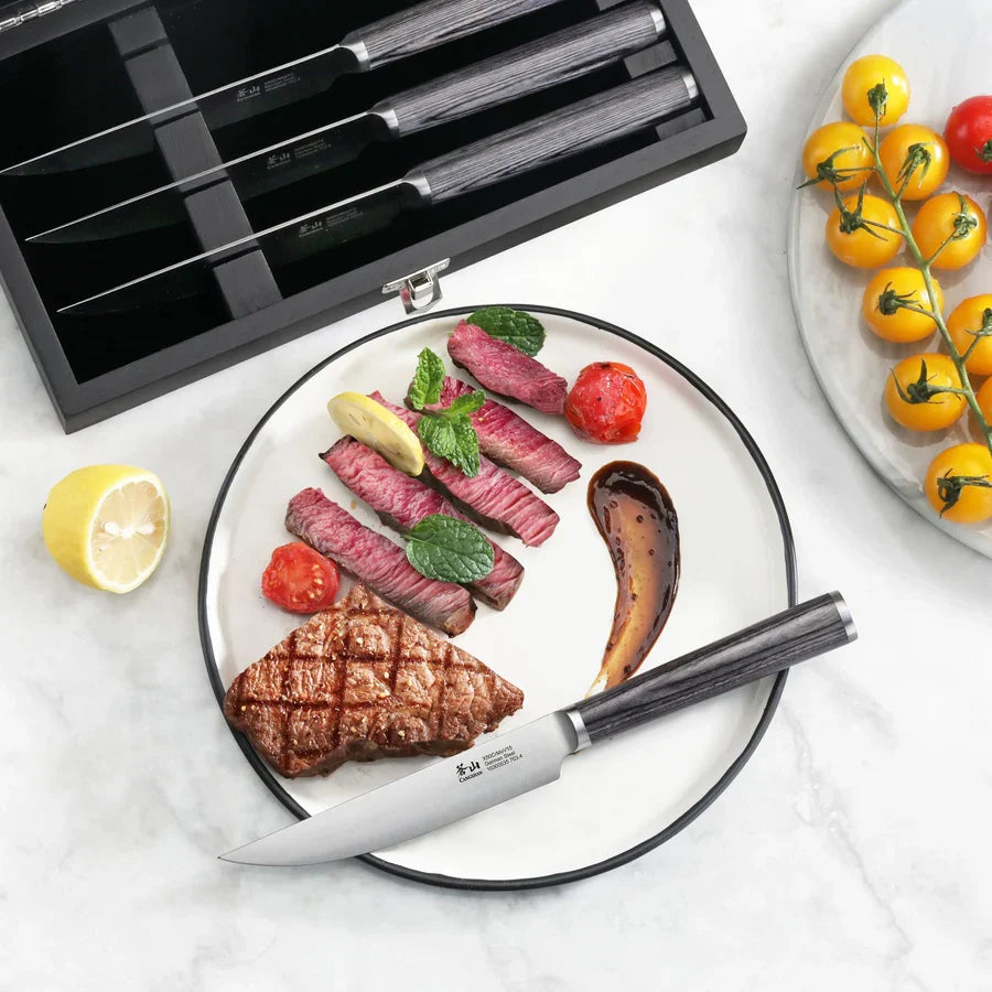 4-Piece Pakkawood Steak Knife Set in Wooden Chest