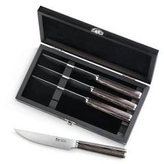 4-Piece Pakkawood Steak Knife Set in Wooden Chest