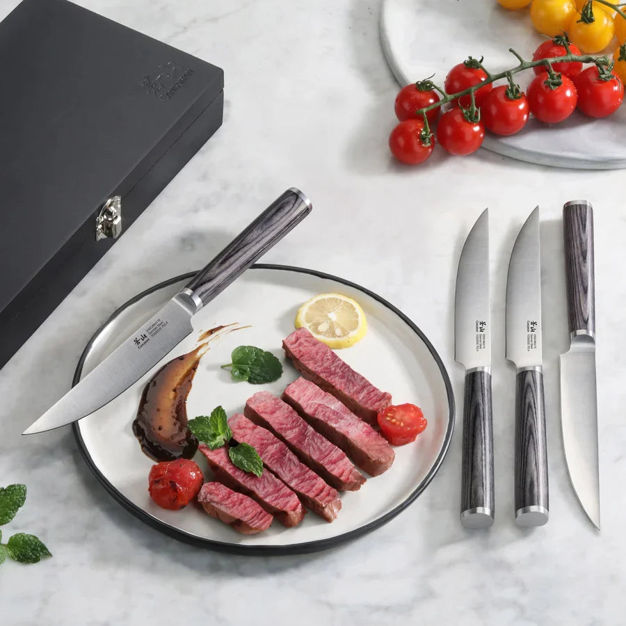 4-Piece Pakkawood Steak Knife Set in Wooden Chest