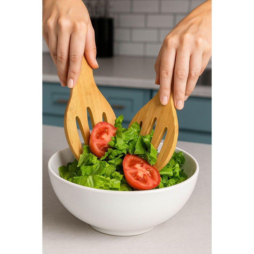 CatCora Bamboo Salad Hands, Natural Bamboo