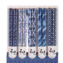 5 Piece Chopsticks Set Japan Motif Indigo