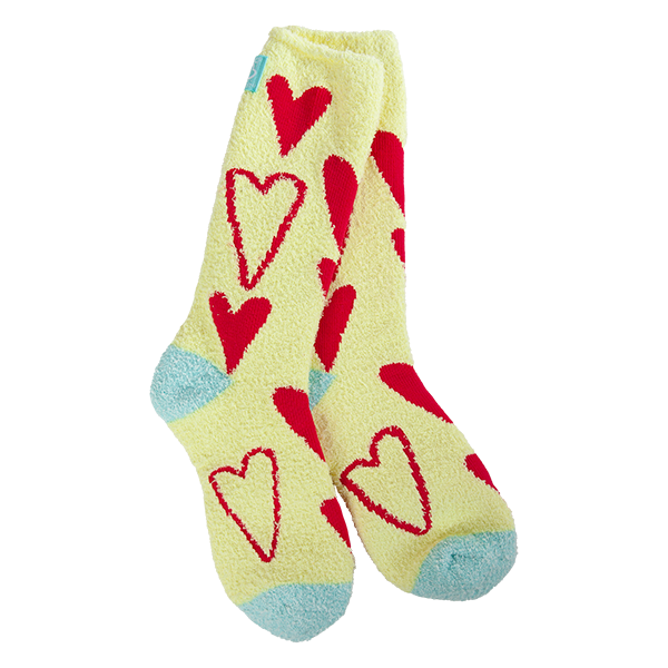 Cozy Crew Socks in Red Hearts