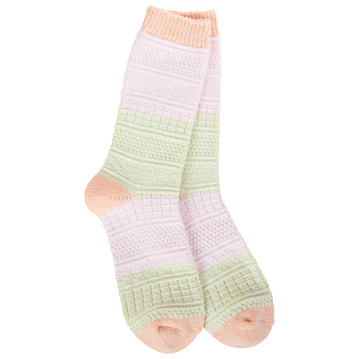 Basket Crew Socks in Spring Peach
