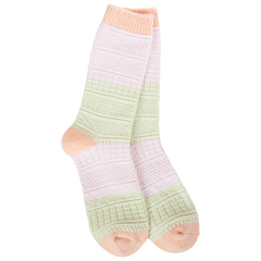 Basket Crew Socks in Spring Peach