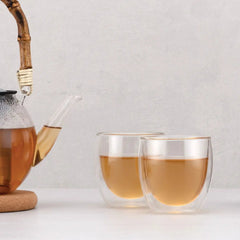 Bodum Pavina Clear Glass Coffee Mug, Double Wall, 8 oz, Set of 2