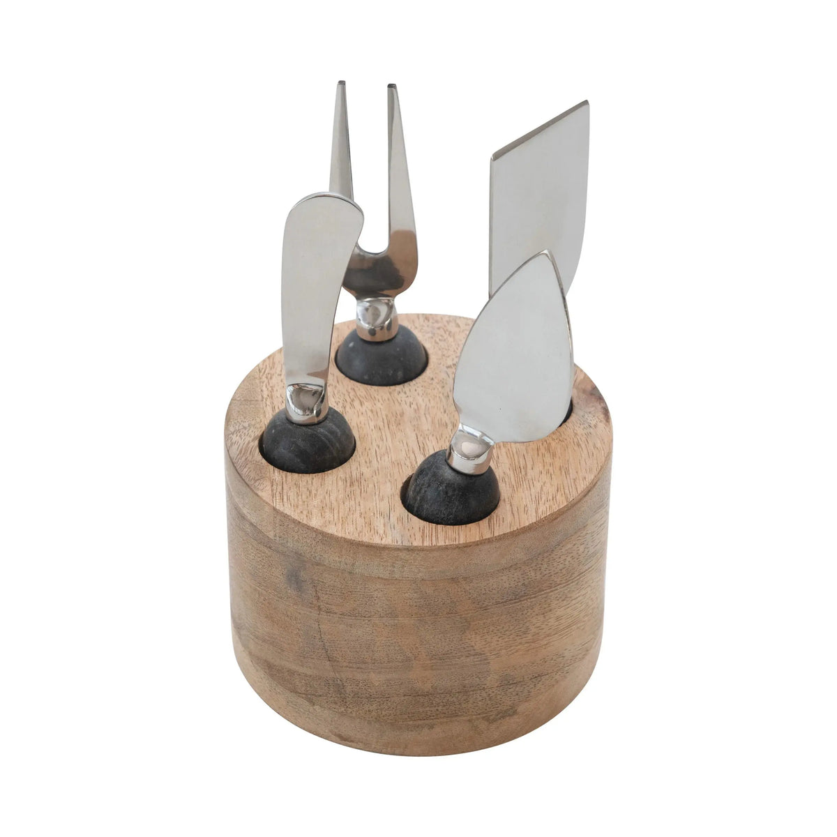 Cheese Servers with Wood Stand, Set of 5