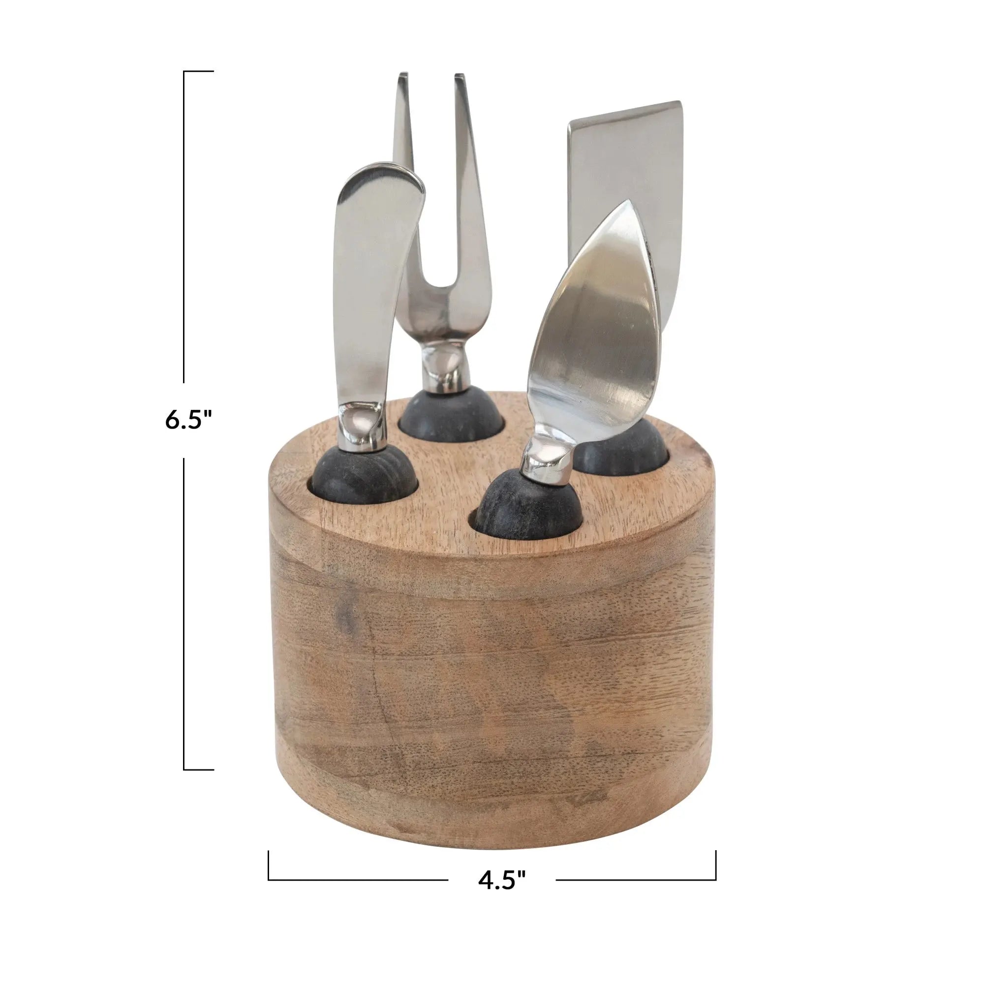 Cheese Servers with Wood Stand, Set of 5