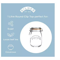 Clip Top Round Jar 1 Litre