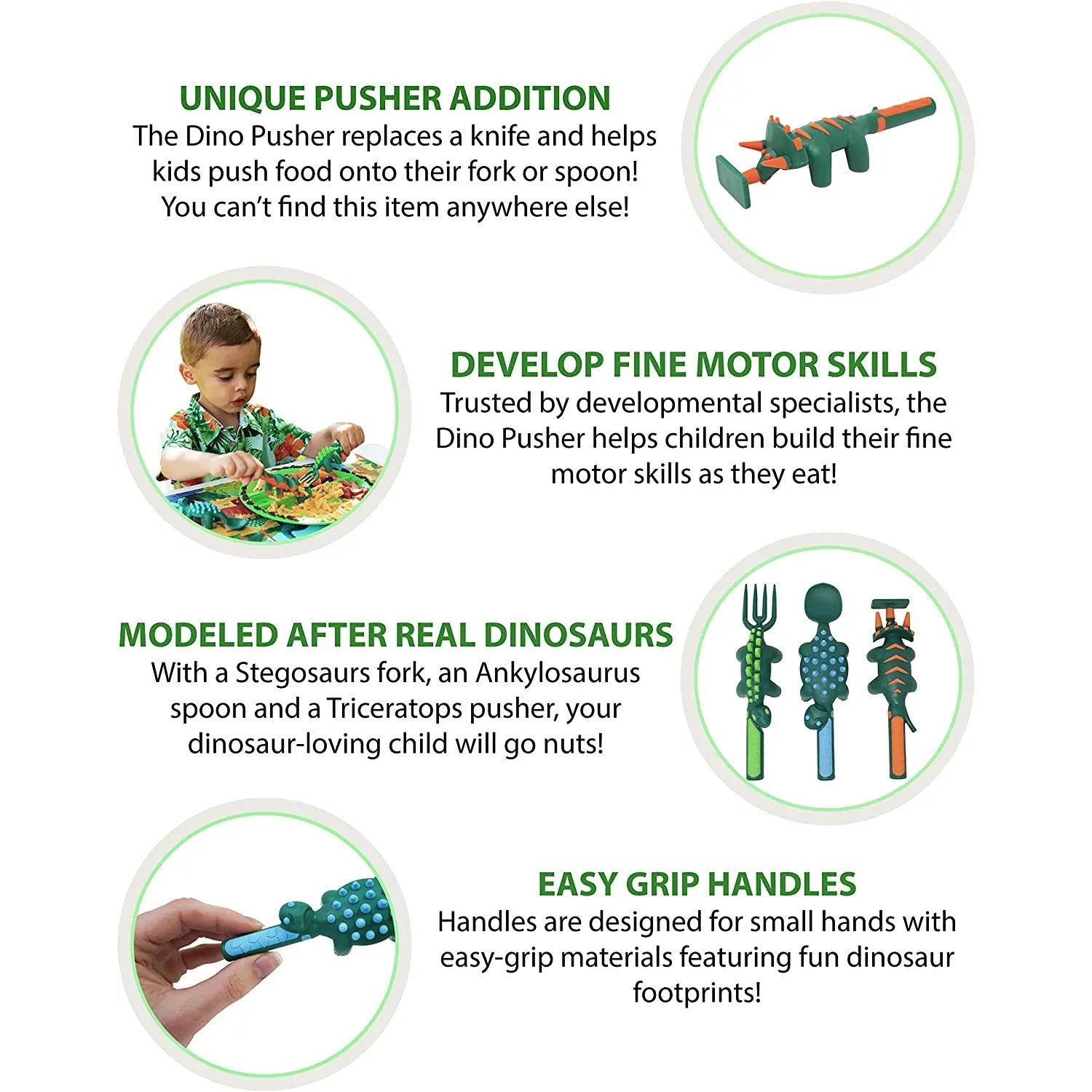 Constructive Eating 3 Piece Dino Utensil Set