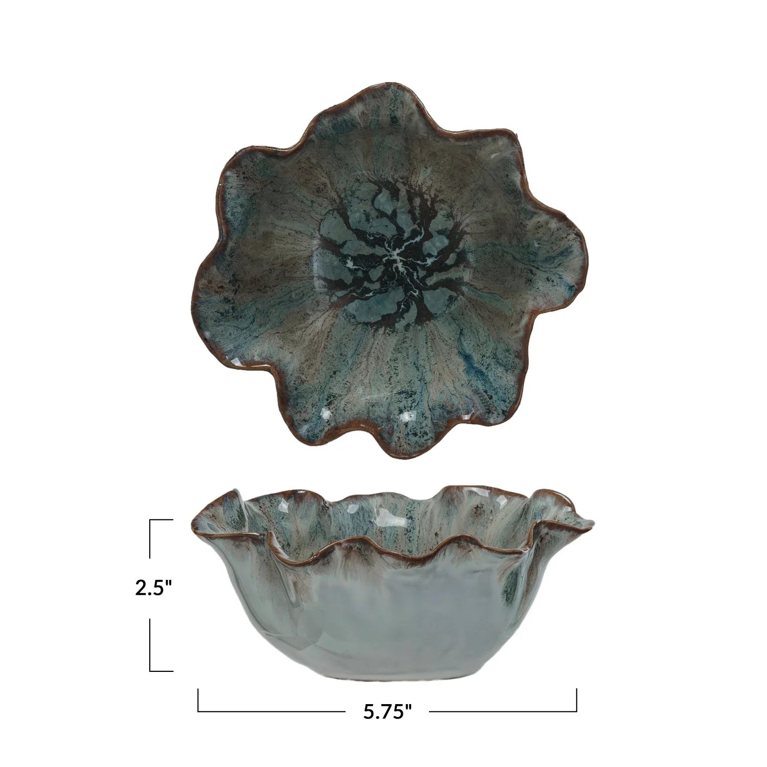 Blue Scalloped Stoneware Bowl