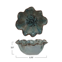 Blue Scalloped Stoneware Bowl