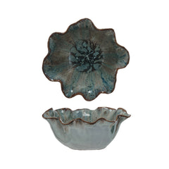 Blue Scalloped Stoneware Bowl