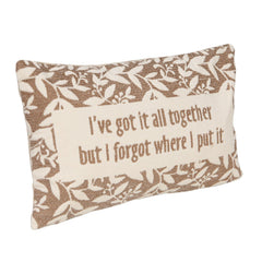 Cotton Velvet Embroidered Lumbar Pillow with Botanical Pattern