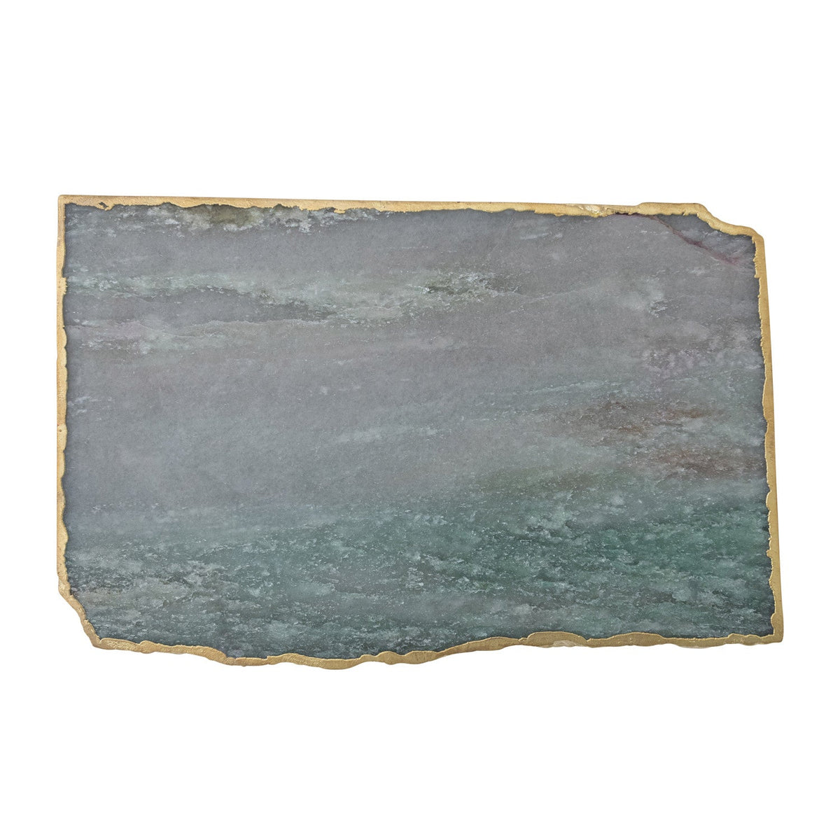 Agate Slab w/ Gold Electroplated Edge, Blue Green (Each One Will Vary)