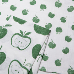 Apples Print Elm Green Floursack Dishtowels, Set of 2